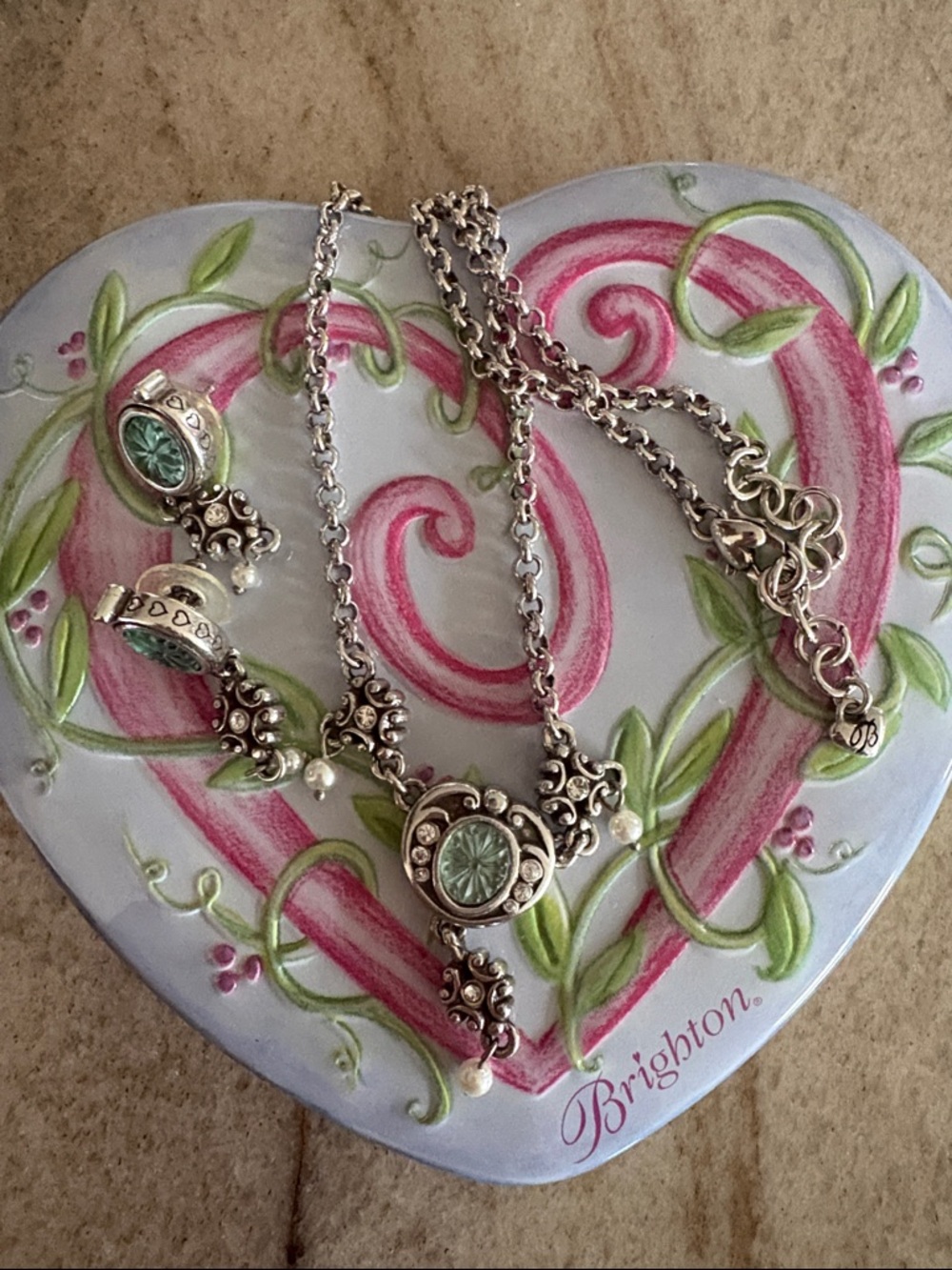 Brighton Silver-Tone Necklace with Mint Green Accents